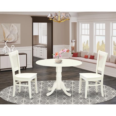 East West Furniture 3 Piece Dublin Dining Table Set - Linen White DLVA3-LWH-W